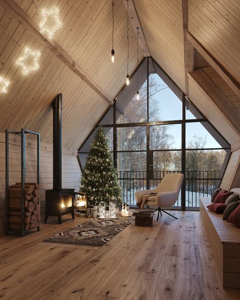 Nordic Cabin, Nordic House, Photography Advertising, Tiny Cabin, A Frame House, Cabin Design, Architecture Visualization, Cozy Cabin, Black And Tan