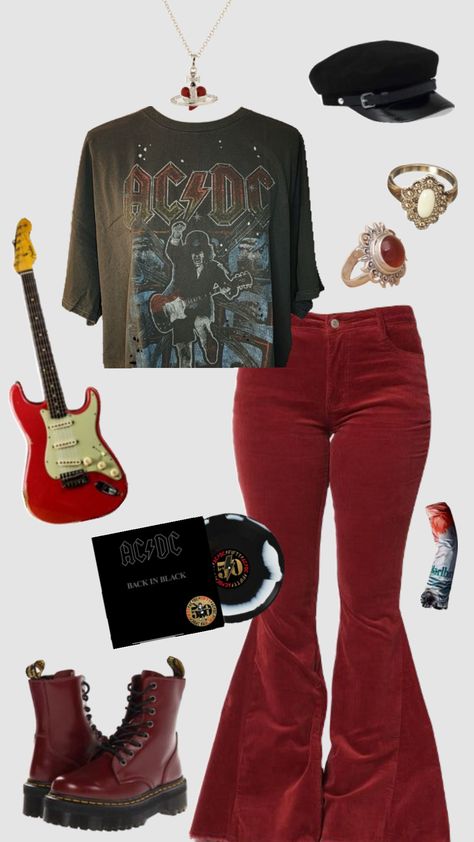 Acdc rock n roll outfit #outfitinspo #vintage #acdc Acdc Outfit, Rock N Roll Outfit, Cute Everyday Outfits, Really Cute Outfits, Rock N, Rock N Roll, Everyday Outfits, Cute Outfits, Outfit Inspo