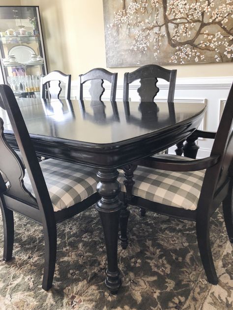 How to reupholster dining chairs Upholster Dining Chairs, Redo Dining Chairs, Reupholster Dining Room Chairs, Black Hutch, Dining Chair Makeover, Reupholster Chair Dining, Black Painted Furniture, Hoosier Cabinet, Black Dining Room Chairs