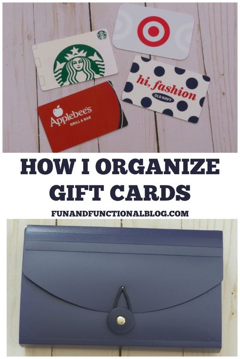 Check out this post to see how I organize all of my gift cards! I am sharing my incredibly easy process for how I organize gift cards. | #organization #organizing #giftcards #funandfunctionalblog Organize Gift Cards, Gift Card Organizer, Gift Card Organization, Card Organization, Diy Gift Card, Organization Gifts, My Gift, Card Organizer, Cleaning Ideas