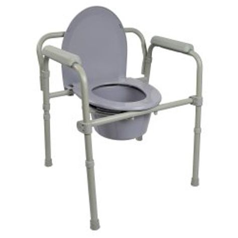 COMMODE, FOLDING STEEL FRAME 350LBS - Walmart.com Commode Toilet Design, Bedside Commode, Commode Chair, Back Bar, Portable Toilet, Toilet Seat, Folding Chair, Medical Supplies, Height Adjustable