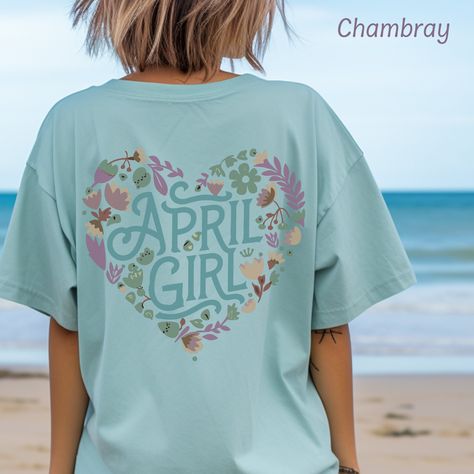 Boho Tshirt, Birthday Boho, Spring Clothing, April Birthday, Spring Gifts, Floral Heart, Comfort Color, Birthday Shirt, Boho Floral