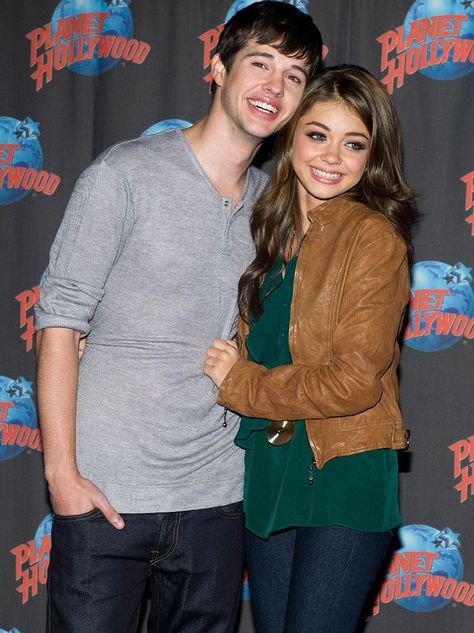 Matt Prokop and Sarah Hyland, promote for the movie "Geek Charming", at Planet Hollywood, Times Square, New York City, October 19, 2011. Matt Prokop, Geek Charming, Times Square New York City, Disney Channel Movies, Theatre Actor, Sarah Hyland, Planet Hollywood, Cameron Boyce, October 19