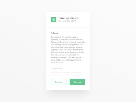 Daily UI #089 Minimalistic mobile screen for a terms of service agreement:) Do And Dont, Mobile App Inspiration, Ui Ux Inspiration, Android Design, Mobile Ux, Ui Web Design, Ux Inspiration, Ui Components, Daily Ui