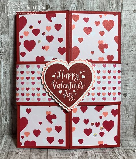 Valentine Cards From Stamping Up, Handmade Valentine Day Cards, Valentine Day Handmade Cards, Interactive Valentine Cards Diy, Valentine Cards Homemade, Stampin Up Heartfelt Cards, Love You Always Dsp Stampin Up Cards, Heartfelt Stampin Up Cards, Fun Fold Valentine Cards