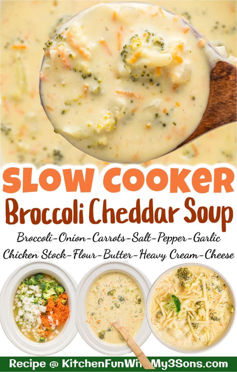 Crockpot Broccoli Cheddar Soup, Soup Panera, Recipe For Broccoli, Panera Copycat, Broccoli Cheddar Soup Recipe, Slow Cooker Broccoli, Cheddar Soup Recipe, Crockpot Soup Recipes, Broccoli Cheddar Soup