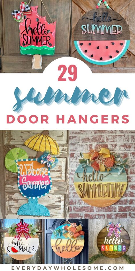 Carpet Dye, Summer Crafts For Adults, Wreath Ideas For Front Door, Summer Door Hangers, Summer Wreath Ideas, Diy Summer Wreath, Hotel Drawing, Spinning Cotton, Summer Wood Sign