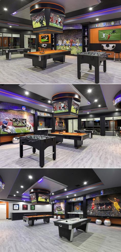 Teen Basement, Gamer Room Diy, Room Ideas Men, Modern Game Room, Classic Mansion, Game Room Lighting, Small Game Rooms, Man Cave Design, Boys Furniture