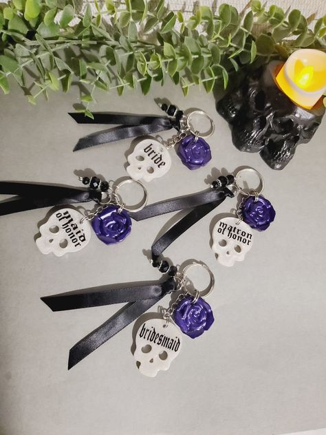 Goth Bridesmaid, Gothic Bridesmaids, Diy Bridesmaid Gifts, Occult Witch, Halloween Bride, Purple Goth, 2nd Wedding Dresses, 2nd Wedding, Proposal Boxes