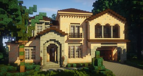 traditional house - mediterranean style (spanish villa) Minecraft Project Villa Minecraft, Construction Minecraft, Modern Minecraft Houses, Minecraft Houses Survival, Minecraft Mansion, House Mediterranean, Minecraft House Ideas, Minecraft House Plans, Minecraft Modern