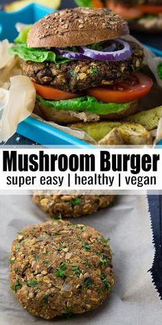 Vegan Mushroom Burger, Mushroom Burger Recipe, Mushroom Burgers, Vegan Burger Recipe, Mushroom Recipes Healthy, Vegetarian Nutrition, Veggie Burgers Recipe, Mushroom Burger, Vegetarian Burger