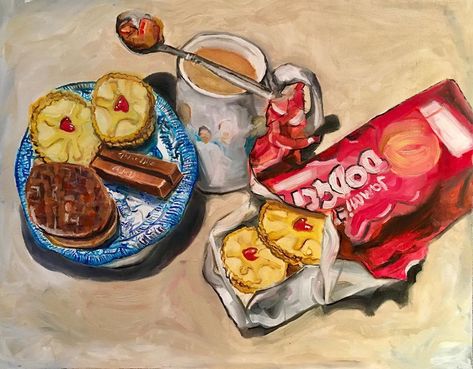 alex ardisson on Instagram: “T n biscuits with a faded laser hub mug Observational still life no photo used” Biscuit Painting, Tea Still Life, Sweat Treats, Anemone Bouquet, Higher Art, Food Art Painting, Tea Party Theme, Scene Art, Fun Cup