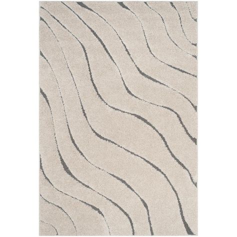 Safavieh Florida Shag Cream/Gray 6 ft. x 9 ft. Area Rug Rug Cream, Shag Carpet, Solid Area Rugs, Vine Design, Shag Area Rug, Carpet Runner, Accent Rugs, Beige Area Rugs, Indoor Area Rugs