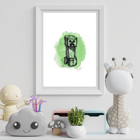 Minecraft Watercolor, Creeper Minecraft, Minimalist Art Print, Minecraft Art, Art Print Set, Minimalist Art, Craft Gifts, Minecraft, Art Set