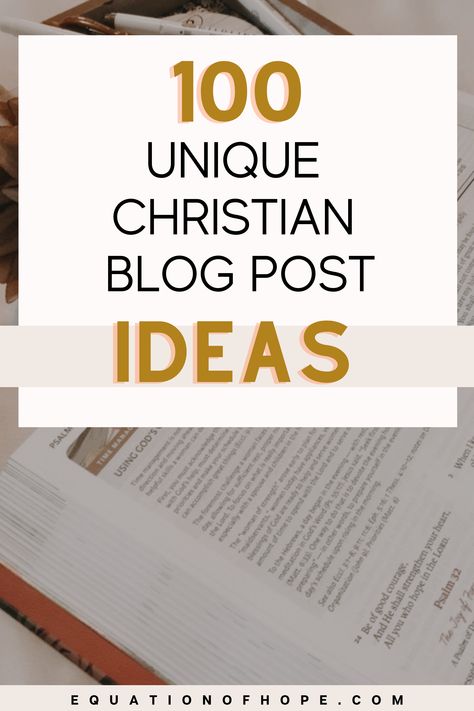 Are you looking for creative christian blog post ideas for your christian blog? While there are so many topics to write about for Christians, it can be easy to get lost in the midst of all the incredible ideas! Which is why, I have created a massive list of 100 creative and unique christian blog post ideas. You’ll find a variety of christian blog posts for different niches! #christianblog #christianblogger #blogpostideas #christianlifestyle #bloggingtips Christian Blog Post Topics, How To Start A Christian Blog, Christian Youtube Ideas, Christian Ministry Ideas, Christian Blogs For Women, Christian Youtube Video Ideas, Christian Blog Post Ideas, Christian Podcast Topics Ideas, Christian Instagram Post Ideas