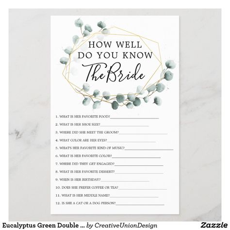 Bridal Shower Decorations Elegant, Green Bridal Showers, Bride Game, Bridal Shower Bingo, Fun Bridal Shower Games, Eucalyptus Green, Bridal Shower Cards, Wedding Shower Games, Bridal Shower Diy