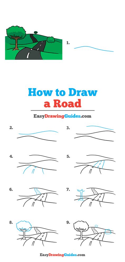 How To Draw Landscape Step By Step Easy, Path Drawing Simple, Op Drawing, Student Sketchbook, Draw Santa, Road Drawing, Landscape Drawing Tutorial, Literature Project, Easy Drawing Guides