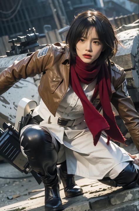 Mikasa Real Life, Mikasa Makeup, Mikasa Ackerman Aesthetic, Mikasa Ackerman Cosplay, Mikasa Cosplay, Titan Aesthetic, Aot Cosplay, Models To Draw, Attack On Titan Aesthetic