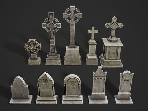 ArtStation - Gravestones Cemetery Layout, Gravestone Ideas, Gravestone Design, Spooky Circus, Tomb Stone, Halloween Tombstones, Stage Set Design, Halloween Coloring Pages, Stage Set