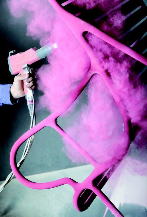 Learn how to powder coat your own stuff! www.powdercoatguide.com Power Coating, Cmf Design, Jaime Hayon, Paint Booth, Woodworking Workshop, Fritz Hansen, Extruded Aluminum, Metal Fabrication, Everything Pink