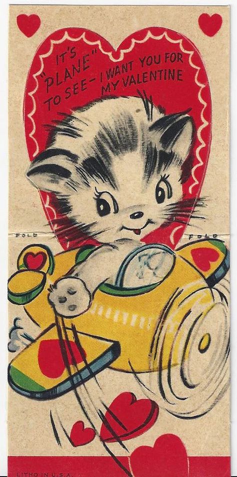 14 Purrfect Cat Puns To Send Your Pun-Loving Valentine – Meowingtons Valentines Cat, Childrens Valentines, Valentine Vintage, Cat Paper, Pirate Cat, Victorian Valentines, Valentine Images, Valentine Stickers, Vintage Valentine Cards