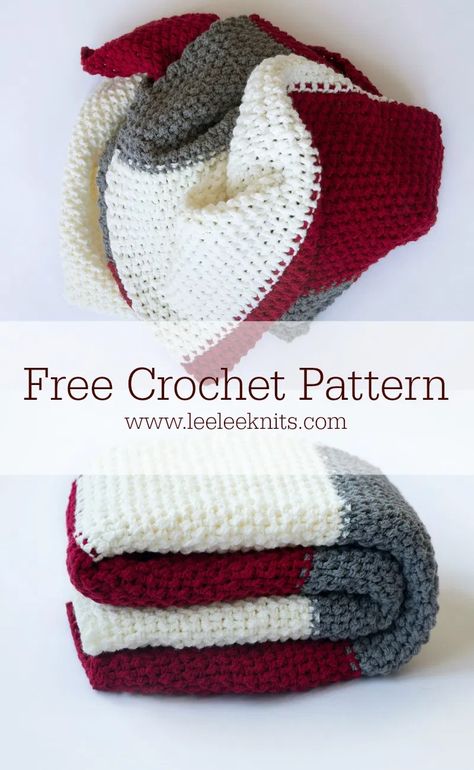 Color Block Throw - Free Crochet Blanket Pattern - Leelee Knits Crocheted Blankets, Crochet Afgans, Crochet For Beginners Blanket, Crochet Blanket Afghan, Crochet Patterns Free Blanket, Afghan Patterns, Afghan Pattern, Crochet Throw, Afghan Crochet Patterns