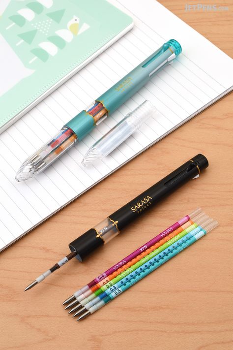 True to its name, the Zebra Sarasa Select Multi Pen System lets you select from a rainbow of compatible Sarasa gel ink refills to build your ideal 3 or 5 component multi pen. Zebra Sarasa, Stationary Items, Kawaii School Supplies, Makeup Accesories, Study Stationery, New Pen, Pin Up Outfits, Multi Pen, Cute Stationary