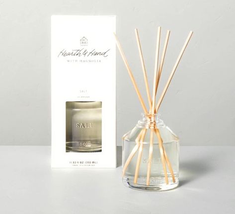 Sea salt oil diffuser gives off a fresh scent to enliven your space Pleasant aroma with notes of ocean air revitalizes your senses Includes natural reeds and a fragranced oil glass jar container Reed diffuser set is the perfect alternative to candles and warmers #ad #fragrance #perfume #reeds #diffuser #oils #magnolia Oil Reed Diffuser, Magnolia Home Decor, Decorative Wall Sculpture, Tiny Office, Scented Oil Diffuser, Decorative Bookends, Hearth & Hand With Magnolia, Scented Oil, Hearth And Hand