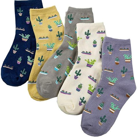 5 Pairs Women's Crew Socks Casual Fun Cute Cacti Socks Funny Novelty Ladies Gifts for Women Ladies Children Gift Girls Cotton Socks WCS1-Cactus at Amazon Women’s Clothing store: Teen Winter Outfits, Cold Weather Outfits Winter, Womens Knitting Patterns, Winter Outfits Cold, Cute Socks, Cold Weather Outfits, Happy Socks, Tube Socks, Short Socks