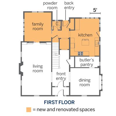 Center Hall Colonial Living Room, Center Hall Colonial Remodel, Center Hall Colonial Floor Plan, Colonial Floor Plans, Colonial Floor Plan, Colonial Renovation, Colonial Remodel, Small Colonial, Colonial Living Room