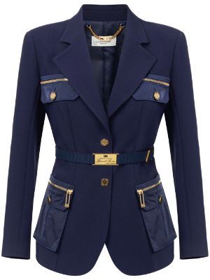 Elisabetta Franchi - Designer Fashion - FARFETCH Blazer For Women, Look Formal, Stylish Blazer, Blazer Jackets For Women, Blazer Blue, Power Dressing, Blazer Designs, City Dress, Long Blazer