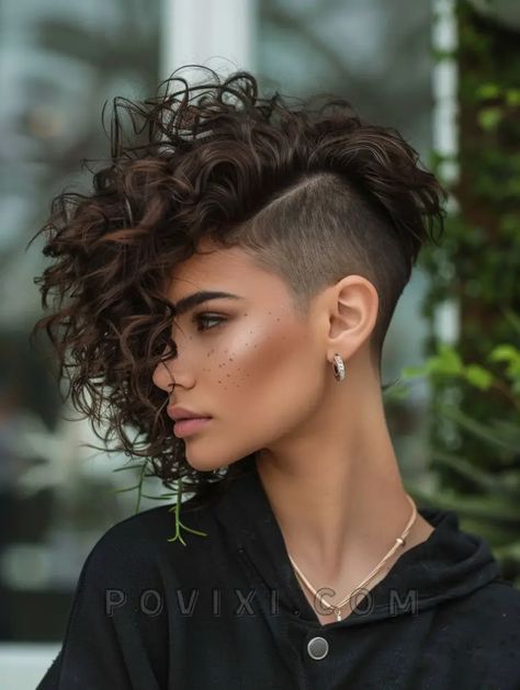 Undercut Curly Hair Long, Curly Hairstyles Undercut, Unique Undercut, Curly Bob Haircuts, Undercut Curly Hair, Undercut Bob Haircut, Hairstyles Undercut, Styles For Fine Hair, Short Hair Inspiration