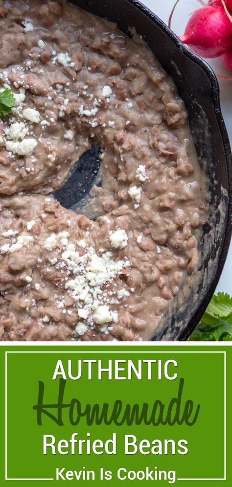 Make these ultra-simple thick, creamy refried beans to elevate your next meal. They’re easy, inexpensive, and better than store-bought! Authentic Refried Beans, Mexican Refried Beans, Beans Mexican, Homemade Refried Beans, Refried Beans Recipe, Tacos Mexicanos, Authentic Mexican Food, Mexican Dinner, Mexican Cooking