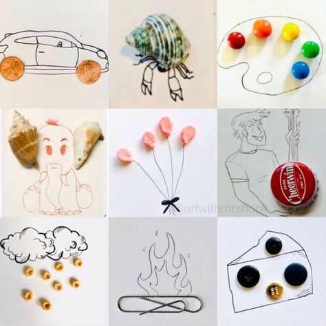 20 Distance Learning Art Projects That Only Require Basic Supplies Found Object Art Ideas, Art Ideas Drawing, Doodling Art, Shoe Art Drawing, Illusion Pictures, Complex Art, Reel Video, Learning Art, Art Drawing Ideas