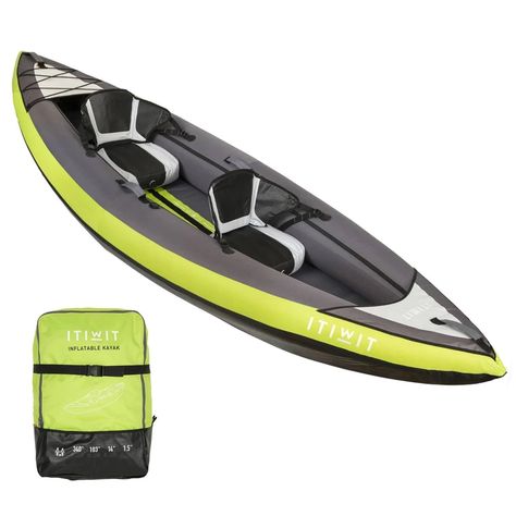 Canoe/Kayak Inflatable Touring 1- or 2-Seat | Decathlon 2 Person Kayak, Inflatable Canoe, Sit On Kayak, Camping Bedarf, Tandem Kayaking, Canoe Boat, Sup Board, Kayak Camping, Canoe Paddle