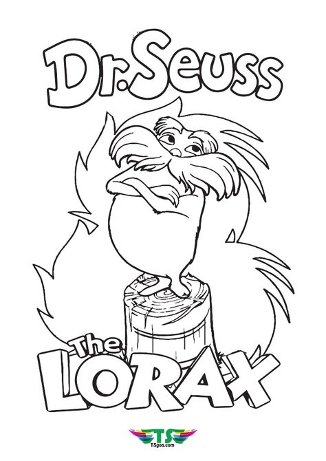 Dr Seuss The Lorax Printable Free Coloring Page For Kids Lorax Coloring Pages Free Printable, Lorax Printables Free, Dr Seuss Coloring Pages Printables Free, Lorax Coloring Pages, Dr Seuss Drawings, Dr Seuss Coloring Pages, Wall Drawings, Unicorn Halloween, Christmas Unicorn