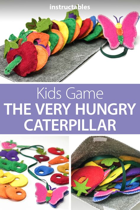 Felt Crafts Kids, Hungry Caterpillar Craft, Felt Games, Baby Mobil, Idee Cricut, Felt Crafts Diy, Kids Game, Diy Kids Toys, The Very Hungry Caterpillar