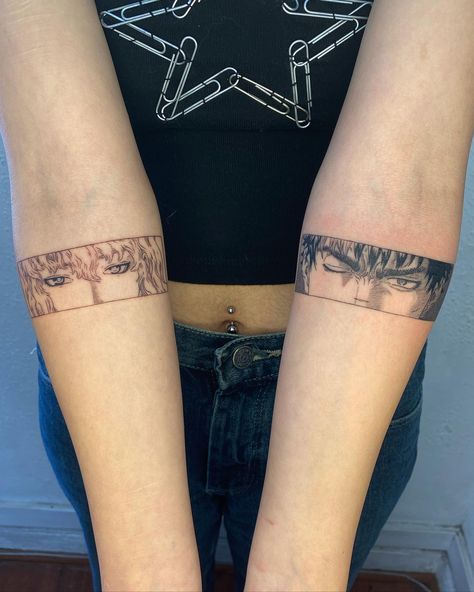 Berserk Panel Tattoo, Bezerker Anime Tattoos, Manga Panel Tattoo Ideas, Berserk Tattoo Guts, Vinland Saga Tattoo Ideas, Berserk Anime Tattoo, Vinland Saga Tattoo, Anime Panel Tattoo, Berserk Tattoo Design