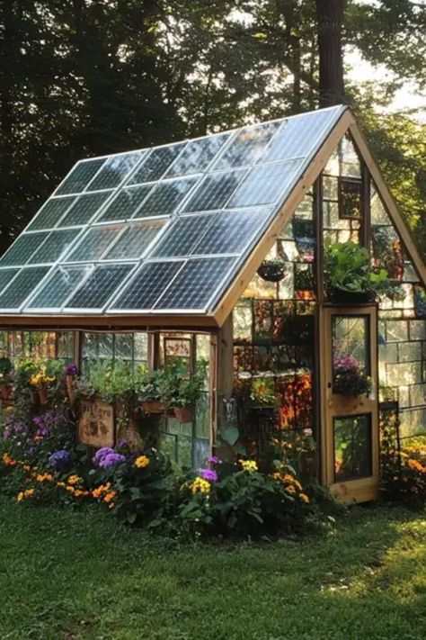 Explore the amazing world of DIY solar greenhouses that can boost your gardening game. These sun-powered structures allow you to grow plants year-round, giving you a sustainable approach to gardening. Learn how to design and construct your own greenhouse with eco-friendly materials, ensuring optimal temperature and humidity control. Whether you're a seasoned gardener or a beginner, our guide covers various techniques to create an efficient growing space. Get started on your garden project today and enjoy fresh produce all year long! Temperature Controlled Greenhouse, Solar Panel Greenhouse, Off Grid Living Uk, In Ground Greenhouse, Greenhouse For Beginners, Diy Greenhouse Cheap Easy, Diy Greenhouse Cheap, Heated Greenhouse, Passive Solar Greenhouse