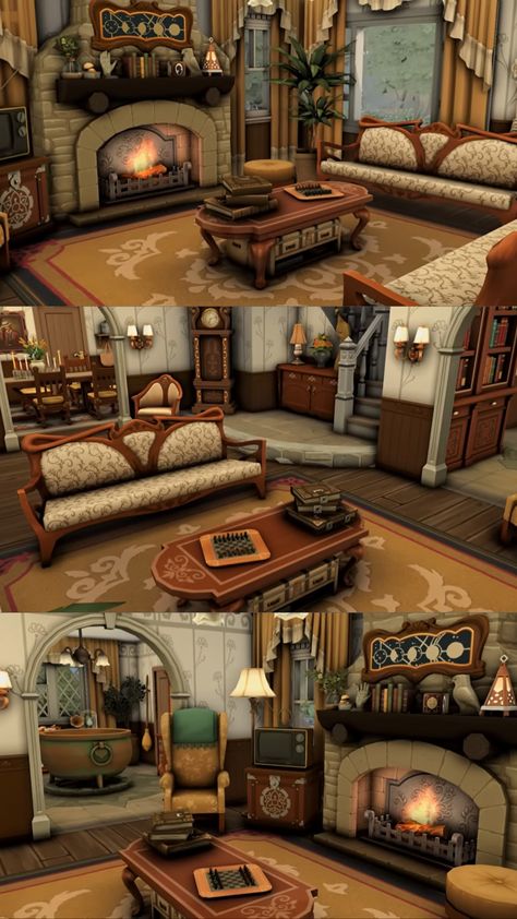 Cottage Core House Layout, Vintage Sims 4 House, Cottage Living Room Sims 4, Sims 4 Cottage House Interior, Sims 4 Fountainview Penthouse Layout, Sims 4 Mansion Interior, Sims 4 Victorian House Interior, Sims 4 Cottage Living Room, Lilsimsie Builds