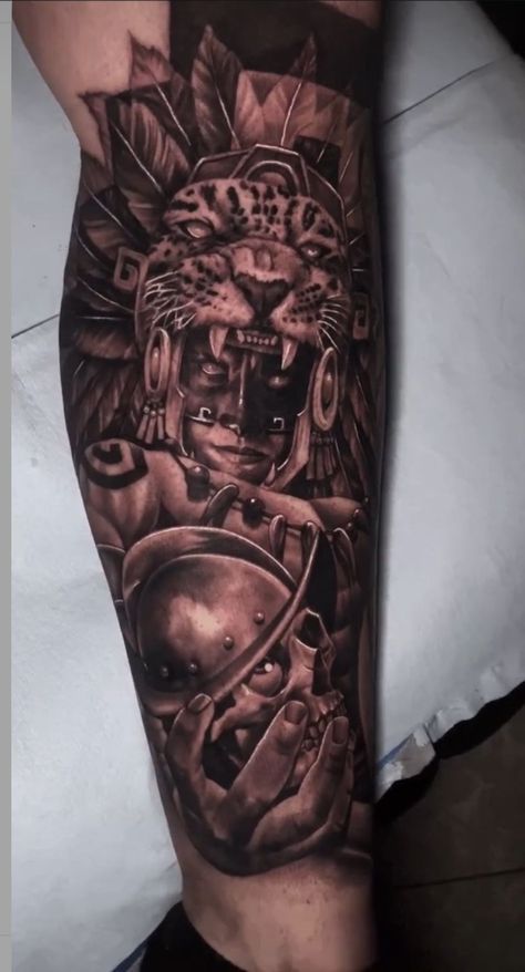 Aztec Warrior Tattoo, Aztec Tattoos Sleeve, Chest Tattoo Drawings, Azteca Tattoo, Athena Tattoo, Underarm Tattoo, Aztec Artwork, Jaguar Tattoo, Mayan Tattoos