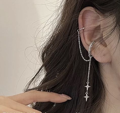 No Piercing Earrings, Grunge Earrings, Piercing Earrings, Star Cluster, Wrap Earrings, Cuff Jewelry, Silver Ear Cuff, Cuff Earrings, North Star