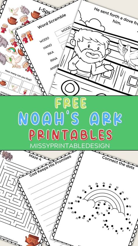 Noah's Ark Activities For Kids, Noahs Ark Preschool, Noahs Ark Activities, Preschool Bible Activities, Noahs Ark Craft, Ark Craft, Noah's Ark Bible, Kids Sunday School Lessons, Bible Object Lessons