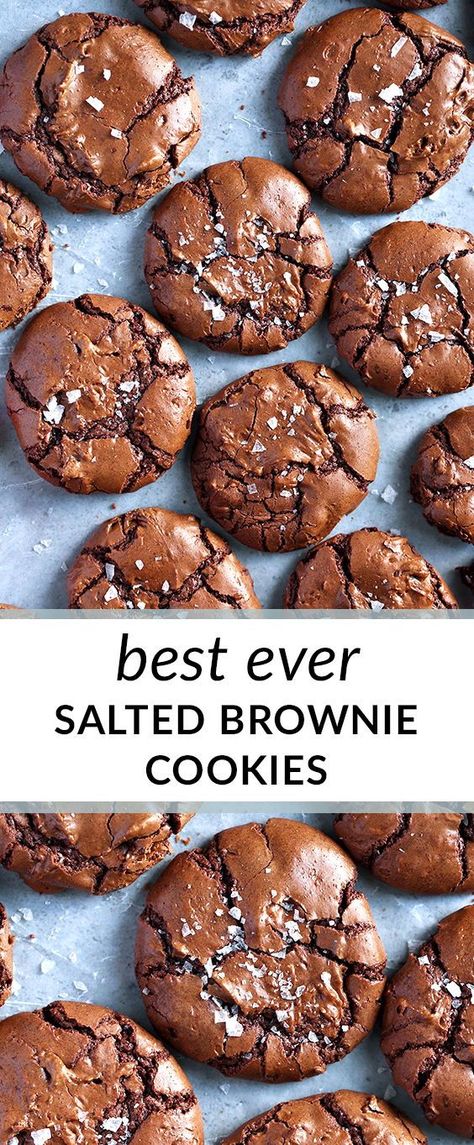 Salted Brownie Cookies, Top Dessert Recipes, Beginner Baking, Baking Aesthetic, Chocolate Brownie Cookies, Cookie Brownie Recipe, Best Cake Recipes, Baking Blog, Holiday Dessert