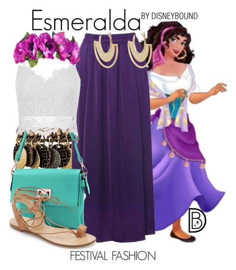 Esmeralda by leslieakay on Polyvore featuring M&Co, Stuart Weitzman, Dasein, Ettika, Pamela Love, disney, disneybound and disneycharacter Esmeralda Disneybound, Disneybound Princess, Disneybound Ideas, Disney Character Outfits, Disney Themed Outfits, Everyday Cosplay, Disney Inspired Fashion, Disney Bounding, Character Inspired Outfits