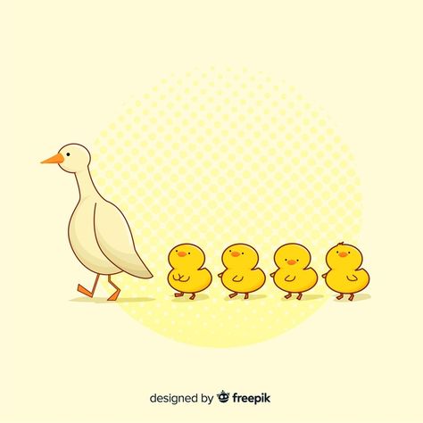 Mother Duck And Ducklings, Hug Illustration, Duck And Ducklings, Duck Drawing, Graphic Editing, Flat Design, Ducks, Premium Vector, Winnie The Pooh