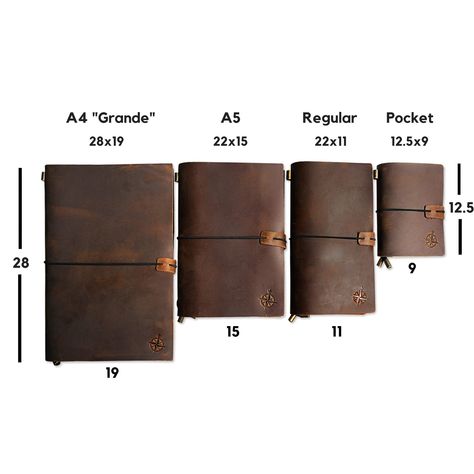 Leather Travelers Notebook - Wanderings® Refillable Travelers Journal, Hand-Crafted Genuine Leather - Perfect for Writing, Poets, Travelers, as a Diary - Blank Inserts - 5.1x4", 12x5x9 cm (Pocket) : Wanderings: Amazon.ca: Office Products Large Leather Journal, Travelers Journal, Leather Travel Journal, Refillable Journal, Bullet Planner, Travel Notes, Pocket Journal, A Diary, Leather Card Wallet