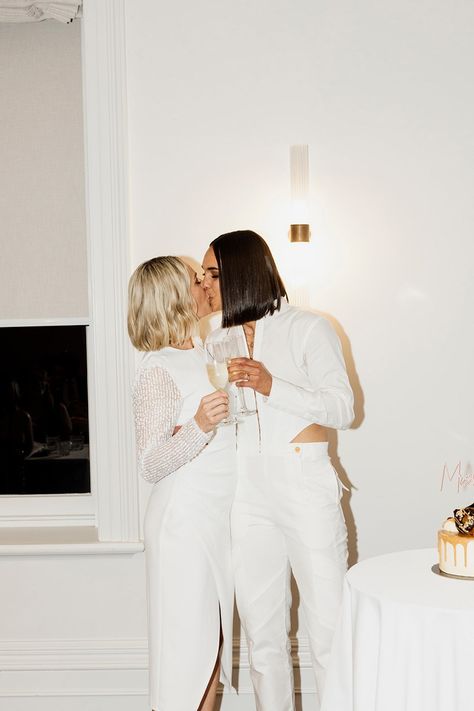 Real Wedding – Emma & Mandy, Sorrento VIC   - Ivory Tribe Sapphic Wedding, Wlw Wedding, Queer Weddings, Rare Features, Woman Loving Woman, Wedding Picture Poses, Gay Aesthetic, Wedding Scene, Lesbian Wedding