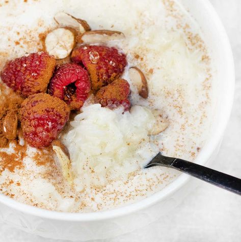 Sweet Rice Porridge Sweet Rice Porridge, Rice Porridge Breakfast, Congee Recipe Breakfast, Retreat Food, Porridge Healthy, Zojirushi Rice Cooker, Breakfast Rice, Basmati Rice Recipes, Yummy World