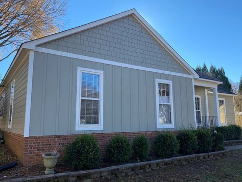 Hardie® Plank Board and Batten Siding Adds Curb Appeal in Huntersville Vinyl Cedar Shake Siding, Vinyl Shake Siding, Hardie Board Siding, Hardy Plank Siding, Hardie Board, Board And Batten Exterior, James Hardie Siding, Feature Story, Lake Wylie